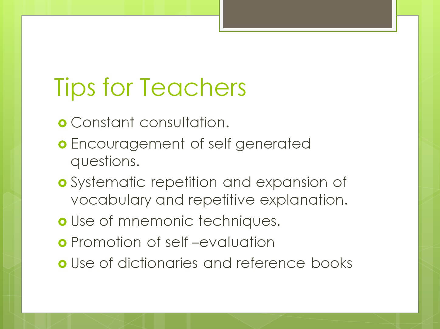 Learning Strategies for students with language learning difficulties due to excecutive functioning disorders